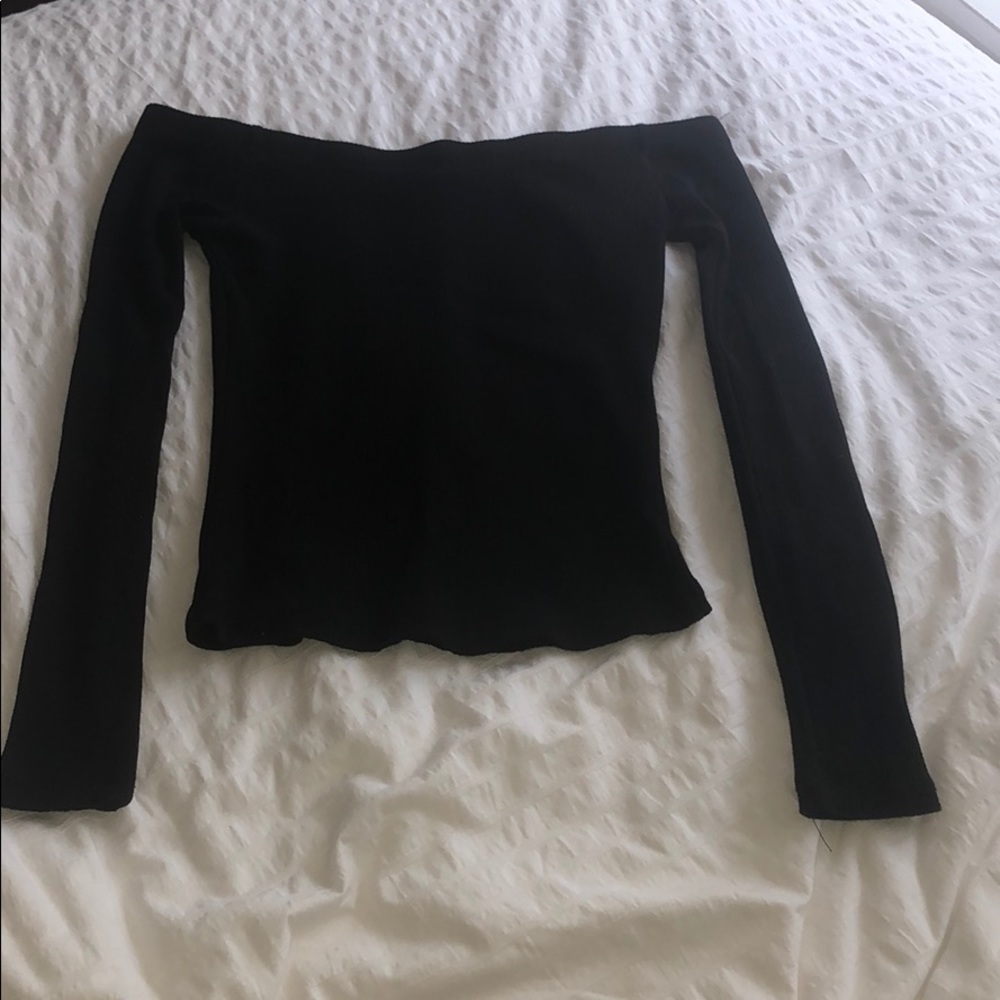 Black off the shoulder long sleeve top